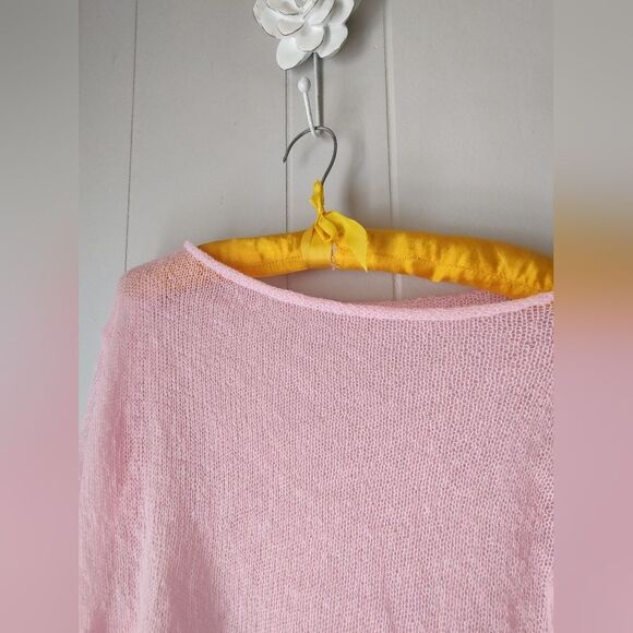 Pink Sheer Super Stretchy Slouch Roll Neck Sweater Size Medium - Picture 4 of 8